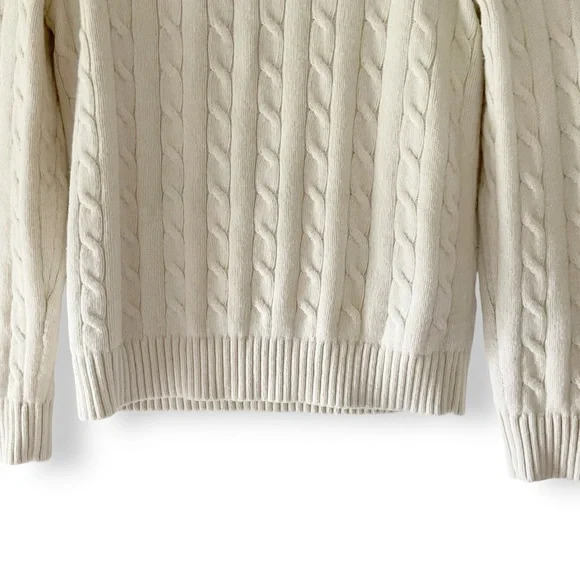 Banana Republic Factory Mens Cable Knit Sweater Sz M 1/4 Zip Wool Blend Neutral - Picture 3 of 11